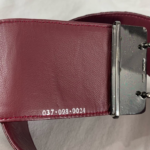 GUCCI Wide Burgundy Lizard and Leather Belt 70-28 main image 4